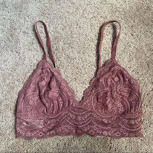 Express One Eleven Brown Lace Bralette (Small)